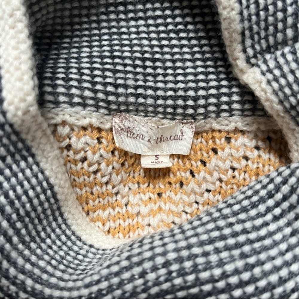 Hem & Thread Sweater Women's Small Nordic Cozy Knit Cream Golden Yellow Lodge - Picture 3 of 12